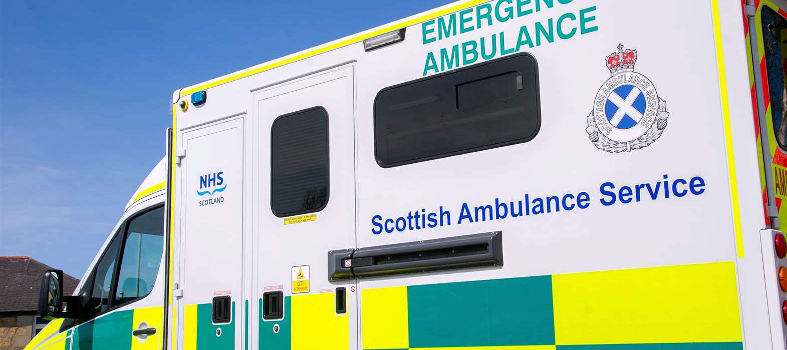A Scottish Ambulance viewed from the side